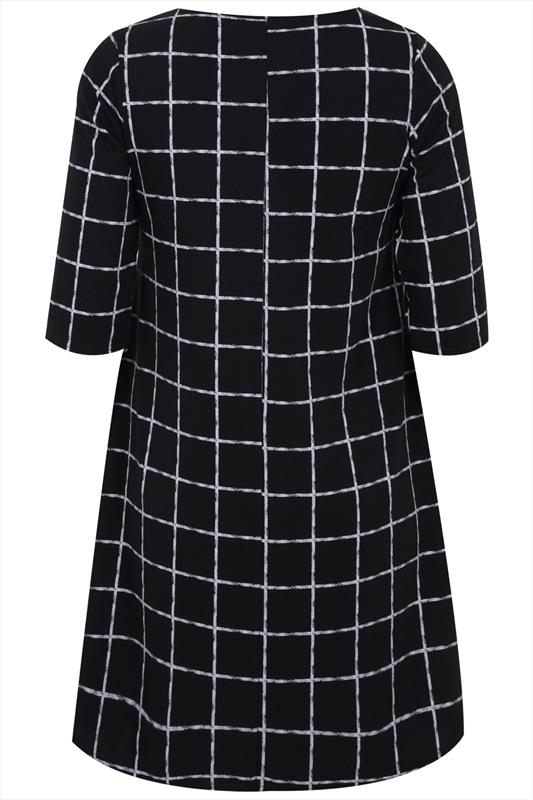 black and white check shirt dress