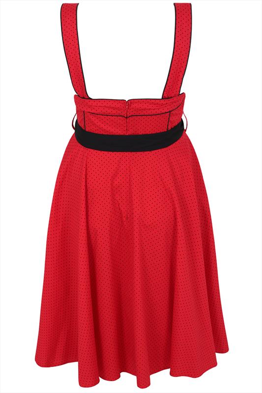 HELL BUNNY Red & Black Polka Dot Print 50's Style Dress