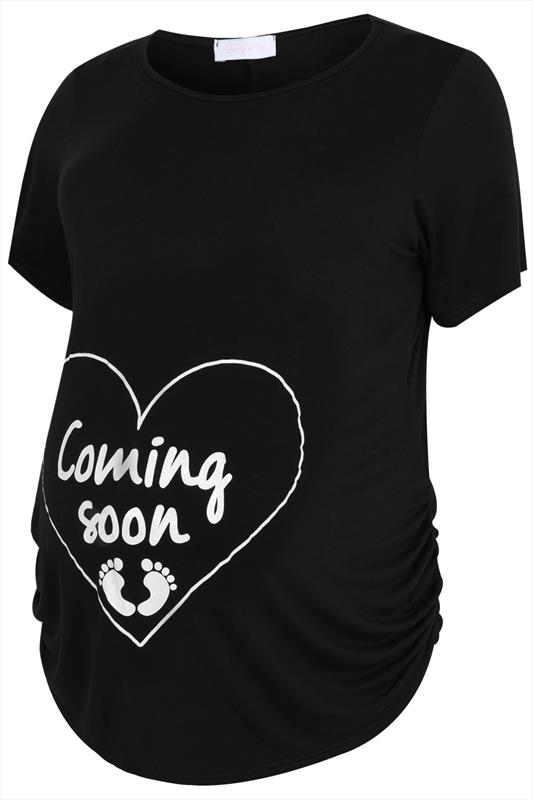 BUMP IT UP MATERNITY Black Glittery 'Coming Soon' Top