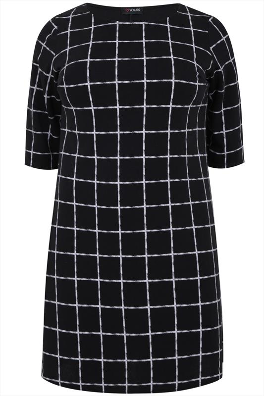 black and white check shirt dress