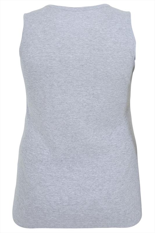 Grey Marl Ribbed Vest Plus Size 16 to 36