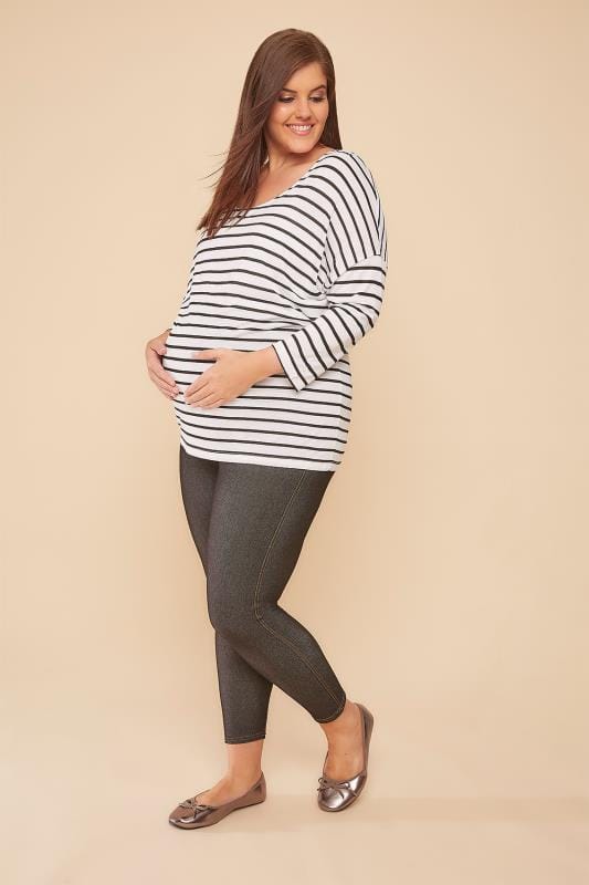 BUMP IT UP MATERNITY White & Black Striped 2 In 1 Nursing Vest and Top