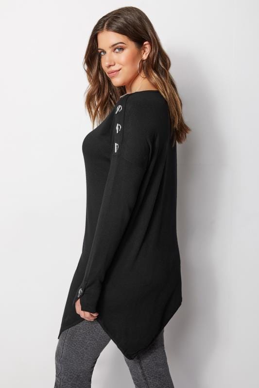 buttons back lace up asymmetric v neck longline top