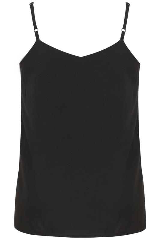 Black Woven Cami Top With Side Splits, Plus Size 16 to 36