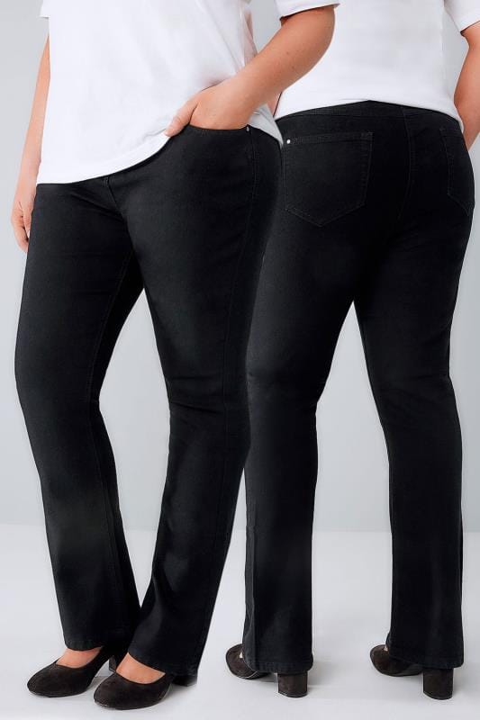 Black Bootcut 5 Pocket Jeans Plus Size 16 to 32