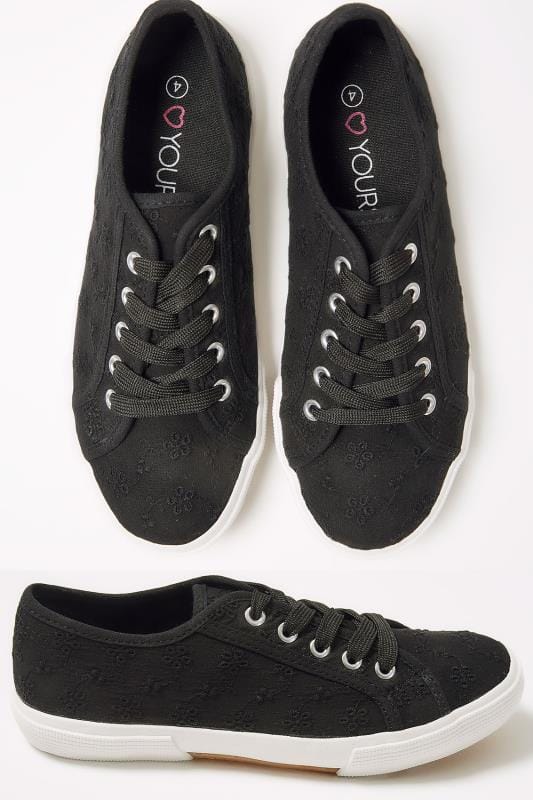 black lace up plimsolls womens