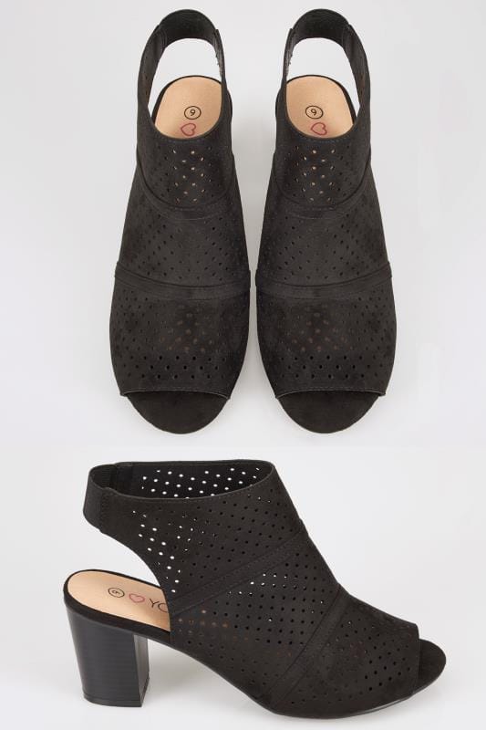 black cut out sandals