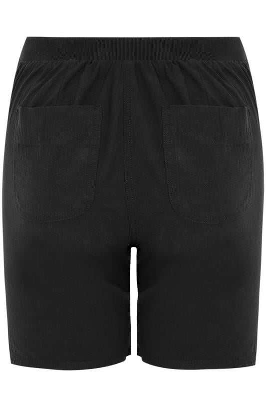 Black Cool Cotton Pull On Shorts, Plus size 16 to 36