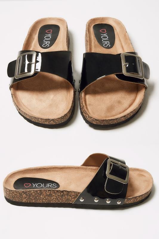 flat black mule sandals