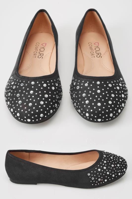 flat black wide fit shoes