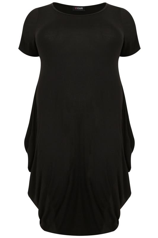 Black Drape Side Jersey Dress Plus Size 16 to 32