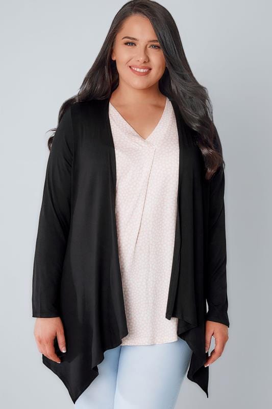 Black wrap cardigan with pockets jeans