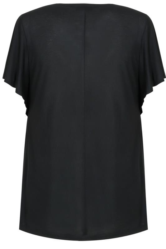 Black Jersey Top With Angel Sleeves, Plus size 16 to 36