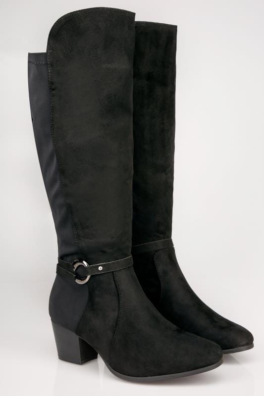 knee high heeled boots wide calf