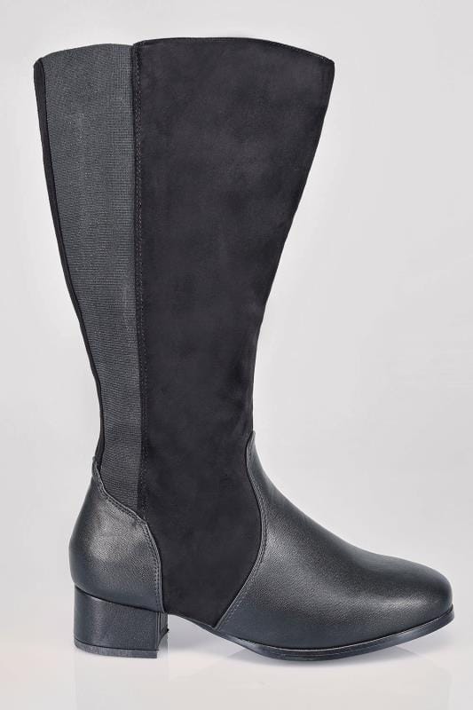 wide calf boots with block heel