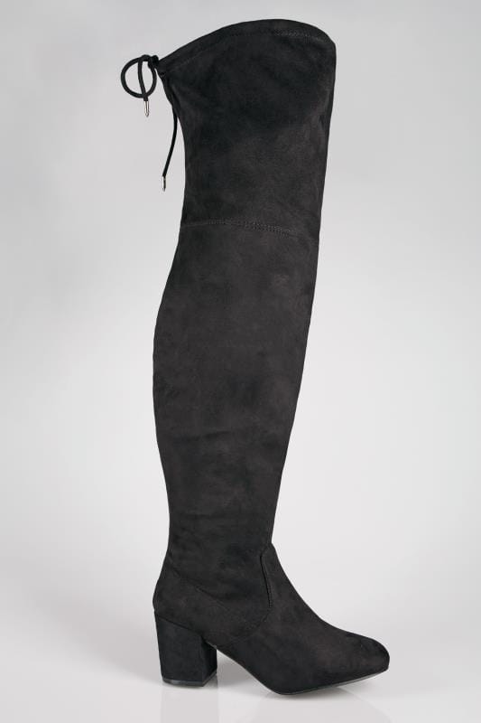 Black Over The Knee Boots In EEE Fit