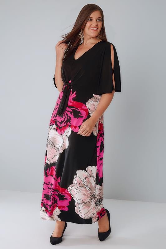 black and pink floral dress