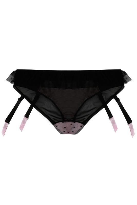 Black And Pink Mesh Briefs With Detachable Suspender Plus Size 14 To 36