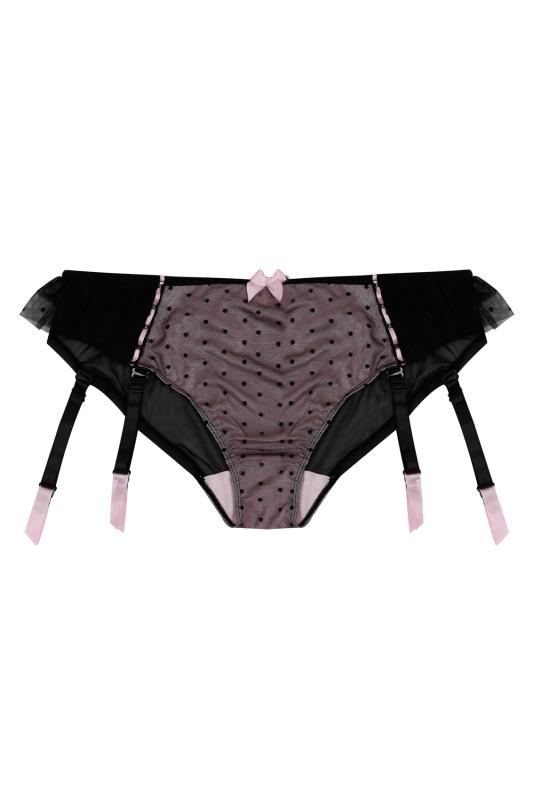 Black And Pink Mesh Briefs With Detachable Suspender Plus Size 14 To 36