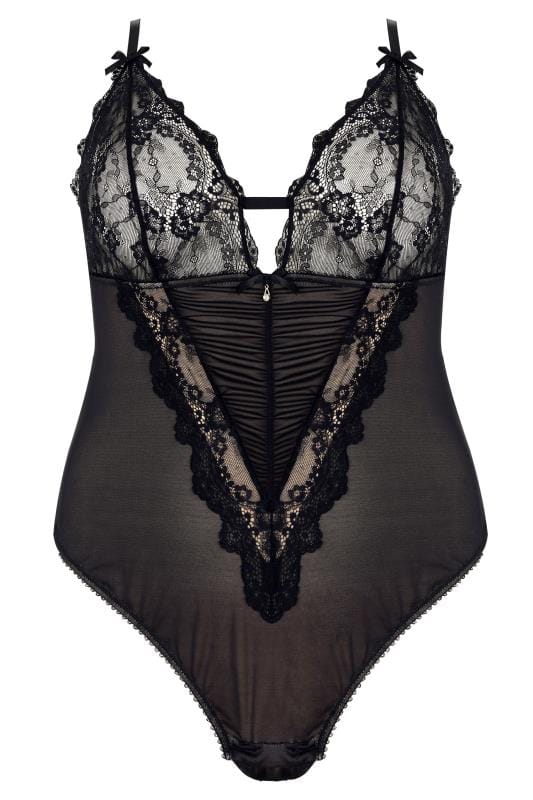 Black lace panel cut out body with light
