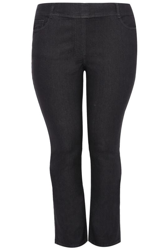 Black Pull On Straight Leg RUBY Jeans plus Size 14 to 28