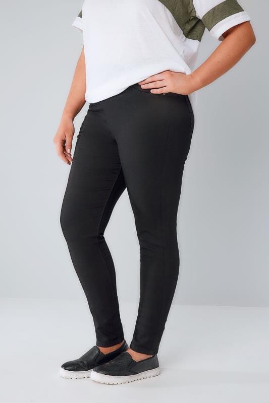 Black Pull On Stretch JENNY Jeggings plus Size 14 to 32
