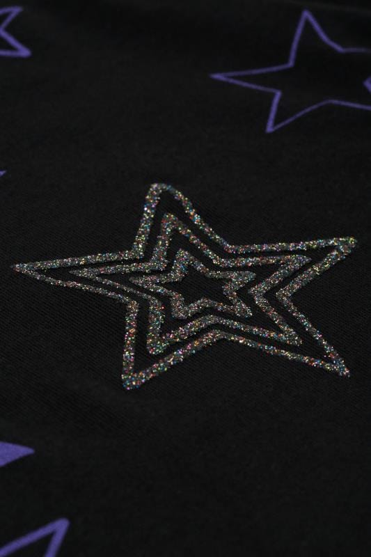 Black & Blue Glitter Star Print T-Shirt, Plus size 16 to 36