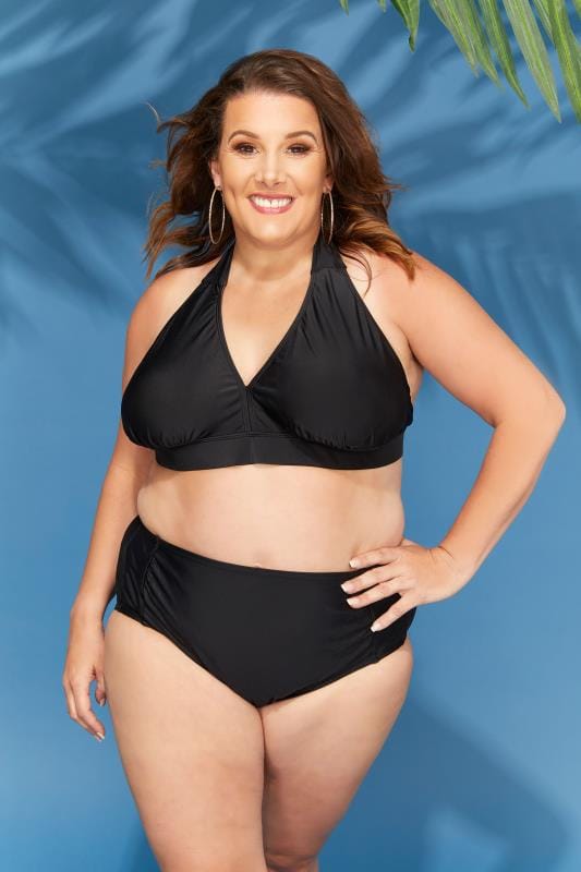 Black Ruched Side Waist Bikini Brief Plus Size 16 To 28