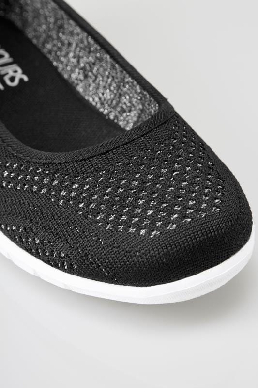Black Sporty Metallic Pumps In Eee Fit Wide Fit