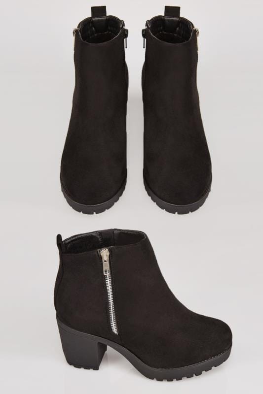 black zip heeled boots