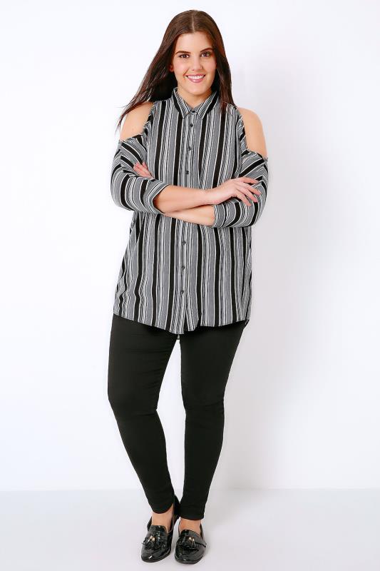 Star and Stripe Print Cold Shoulder T Shirt