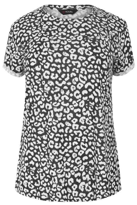 Black & White Animal Pocket TShirt, Plus size 16 to 36
