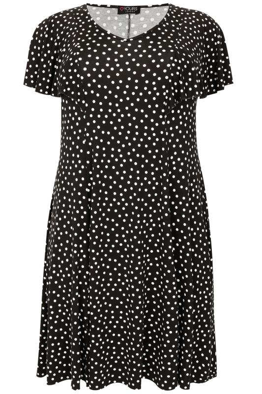 plus size black and white polka dot dress