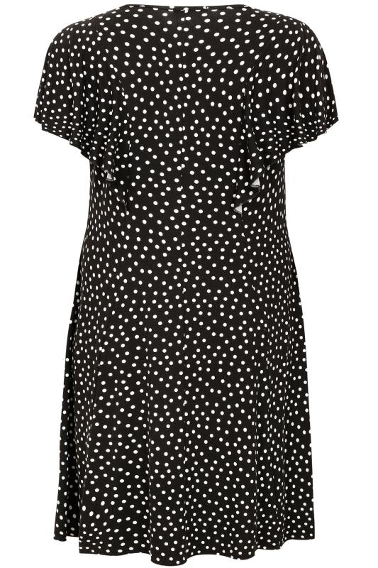 Black & White Polka Dot Frill Dress, Plus size 16 to 32