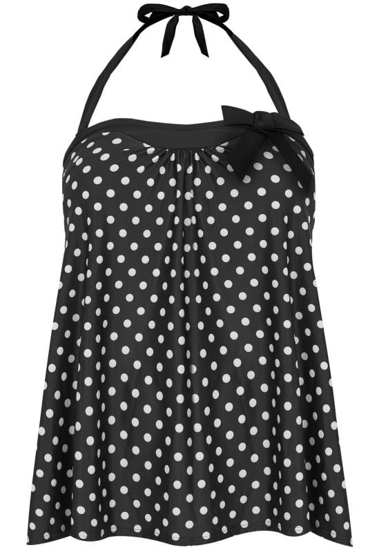 Polka Dot Print Mesh Panel Halter Swimdress and Shorts