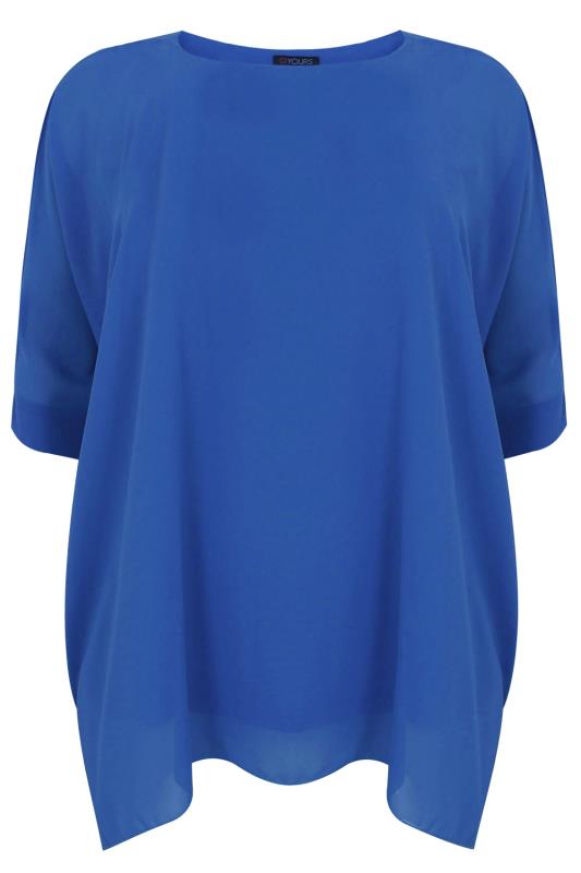 Blue Batwing Sleeve Chiffon Top With Necklace Plus size 16,18,20,22,24 ...