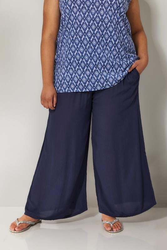 navy blue palazzo pants plus size