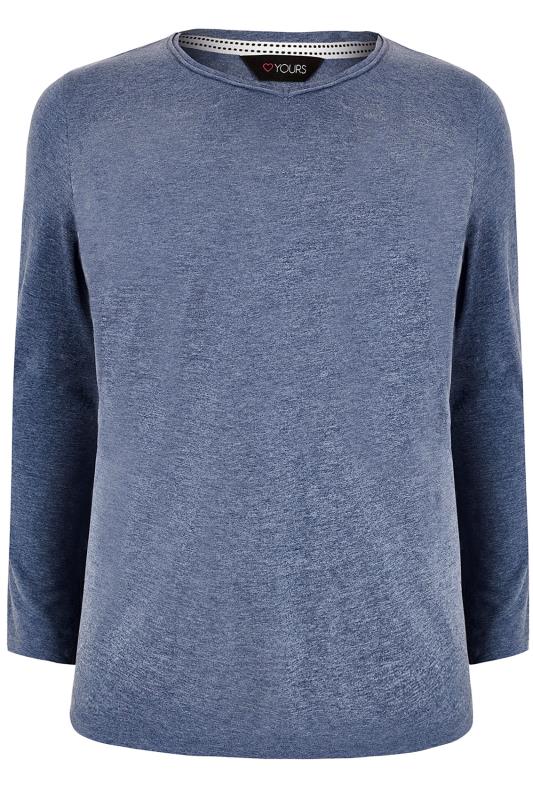 Blue Marl Long Sleeved V-Neck Jersey Top, Plus size 16 to 36