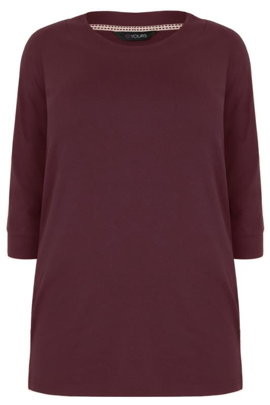 Burgundy Seamed Scoop Neck Top, plus size 16 to 36