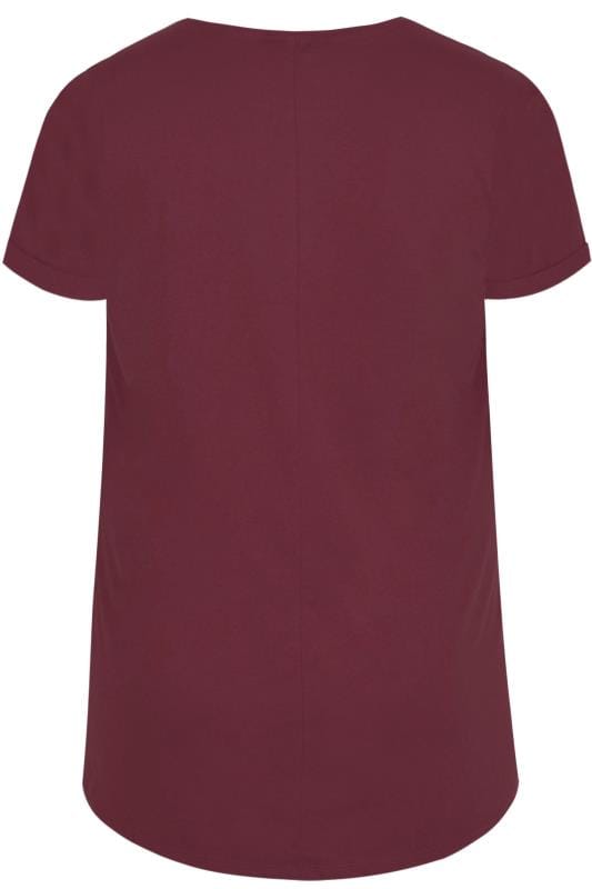 Download Burgundy Mock Pocket T-Shirt, plus size 16 to 36