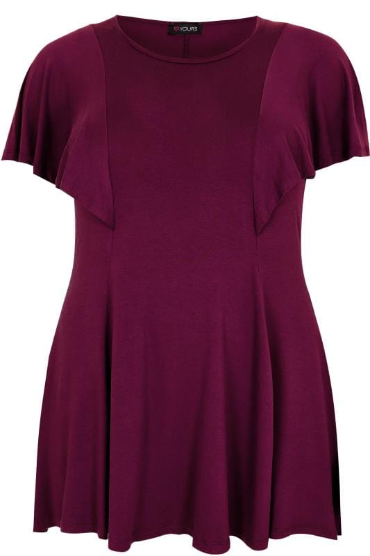 Purple Peplum Top With Frill Angel Sleeves With Free 