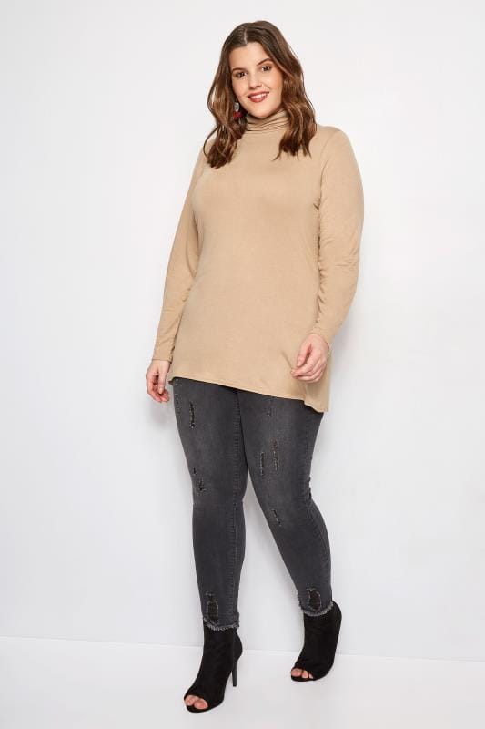 Plus Size Camel Turtleneck Top | Sizes 16 to 36 | Yours Clothing