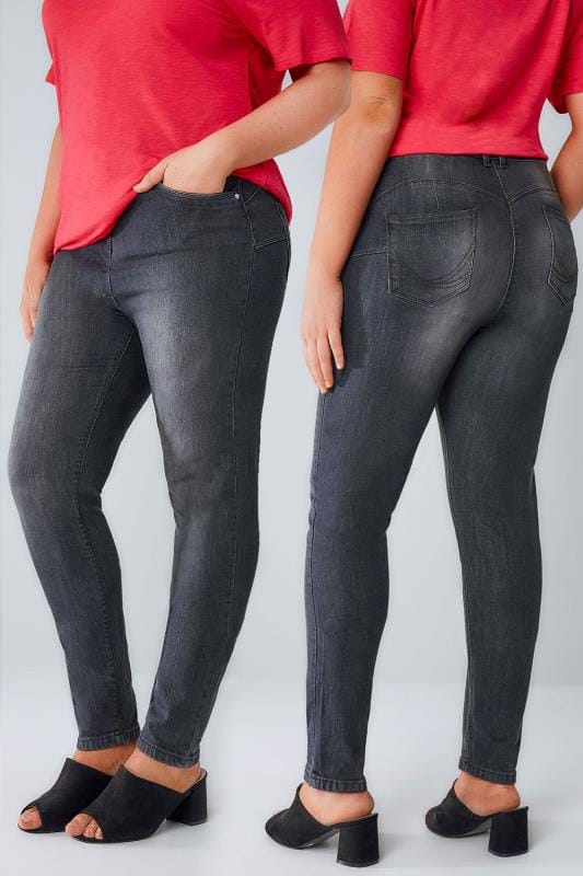 Grey Denim Skinny SHAPER AVA Jeans Plus size 16 to 32