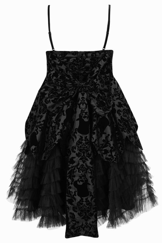 HELL BUNNY Black Jacquard Print Layered Net Dress