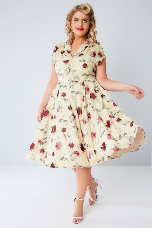 HELL BUNNY Magnolia & Red Rose Double Layered Leah Tea Dress plus size ...