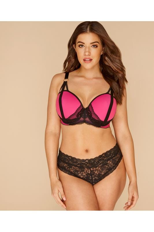 Hot Pink Lace Strap Bra Sizes 38dd To 48g Yours Clothing 3361