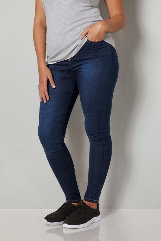 Indigo Blue Skinny Stretch AVA Jeans, Plus Size 16 to 28