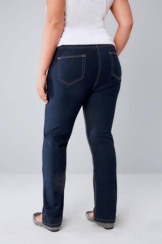 Indigo Blue Straight Leg Ruby Jeans Plus Size 14 To 36