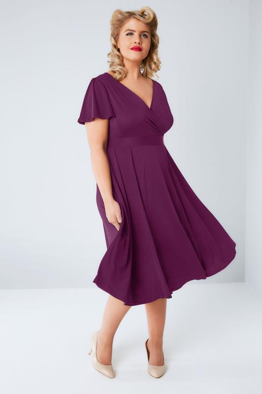 LADY VOLUPTUOUS Purple Lyra Wrap Dress, Plus size 16 to 32