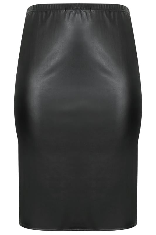 LIMITED COLLECTION Black PU Midi Pencil Skirt, Plus size 16 to 32
